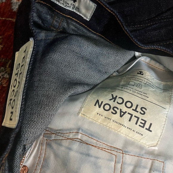 Tellason Stock Indigo Jeans 34x28 with Contrast Stitching - Picture 3 of 6